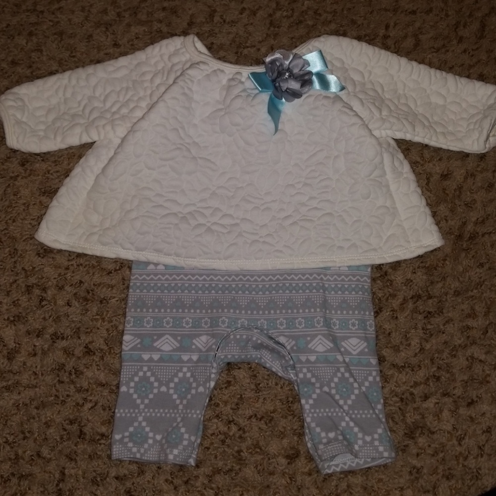 One piece winter outfit.